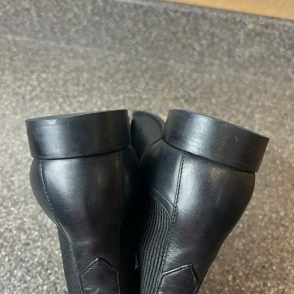 Mossimo Dutti Black Leather Ankle Bootie Pull On Women's Size EU 39 US 8.5 Spain